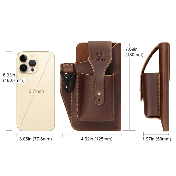 HUMERPAUL Retro Keychain Wears Belt Leather Mobile Phone Bag Men Waist Bag