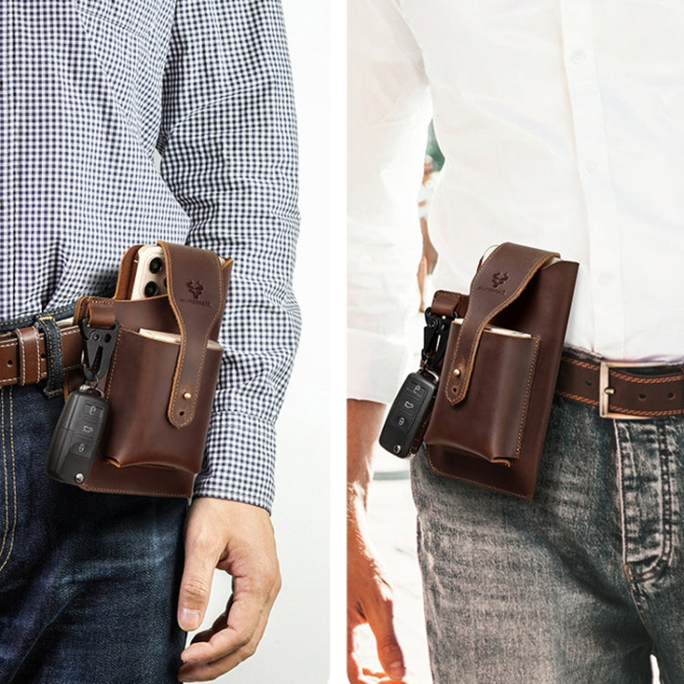 HUMERPAUL Retro Keychain Wears Belt Leather Mobile Phone Bag Men Waist Bag