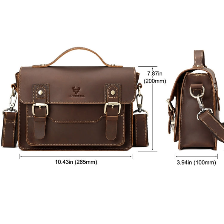 HUMERPAUL Leather Crossbody Bag Men Retro Shoulder Bag Commuter Men Small Square Bag My Store