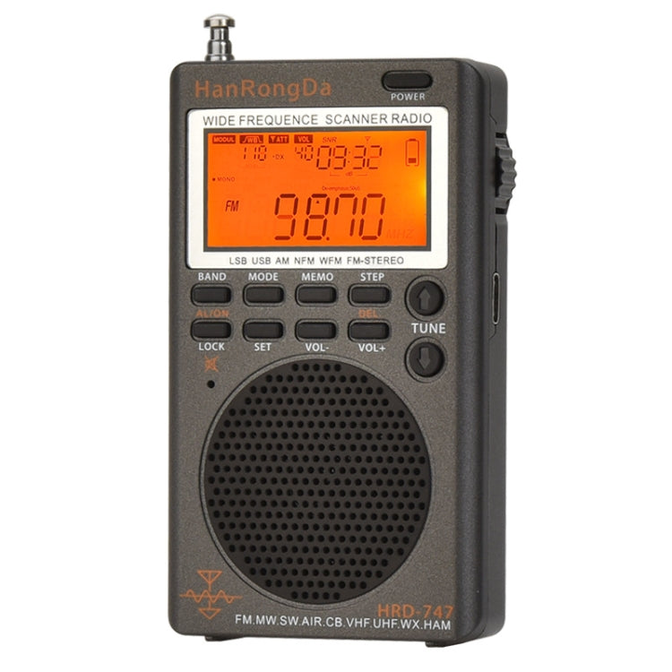 HanRongda HRD-747 Portable Full Band Digital Display High-Frequency Receiving Radio