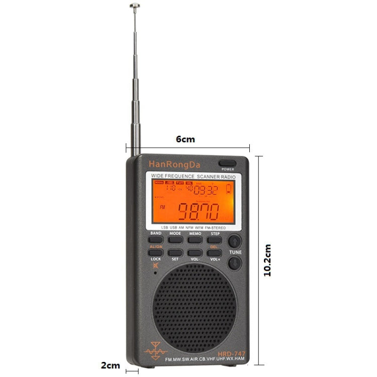 HanRongda HRD-747 Portable Full Band Digital Display High-Frequency Receiving Radio Reluova