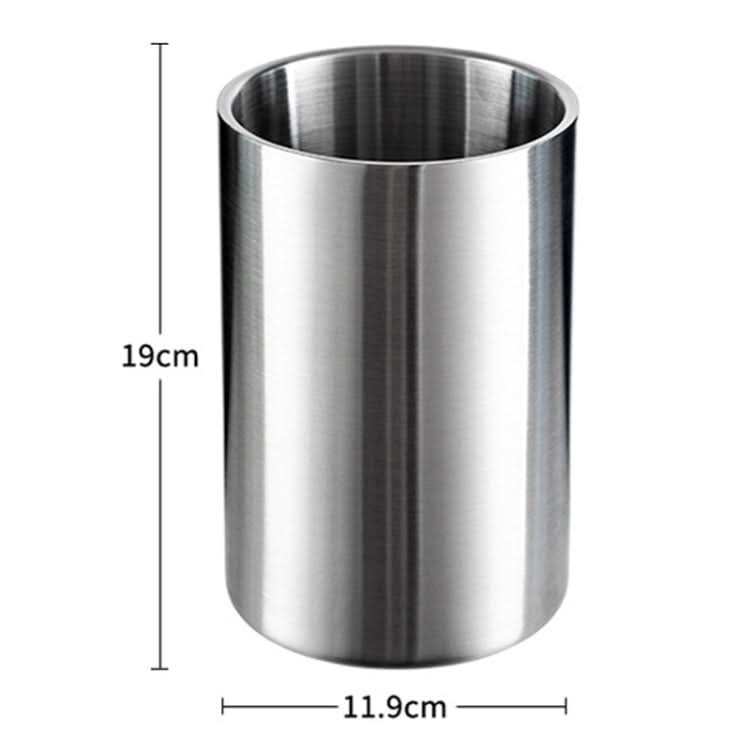 Large Capacity Thickened Stainless Steel Round Ice Bucket Bar Double-Layer Champagne Beer Barrel Reluova