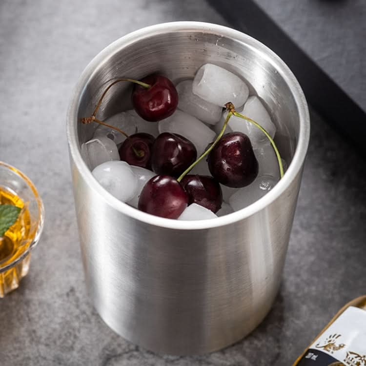 Large Capacity Thickened Stainless Steel Round Ice Bucket Bar Double-Layer Champagne Beer Barrel Reluova