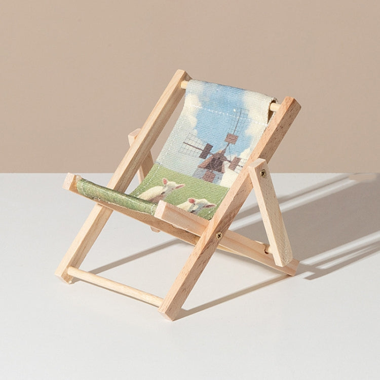 Wooden Craft Mini Desktop Ornament Photography Toys Beach Chair Phone Holder