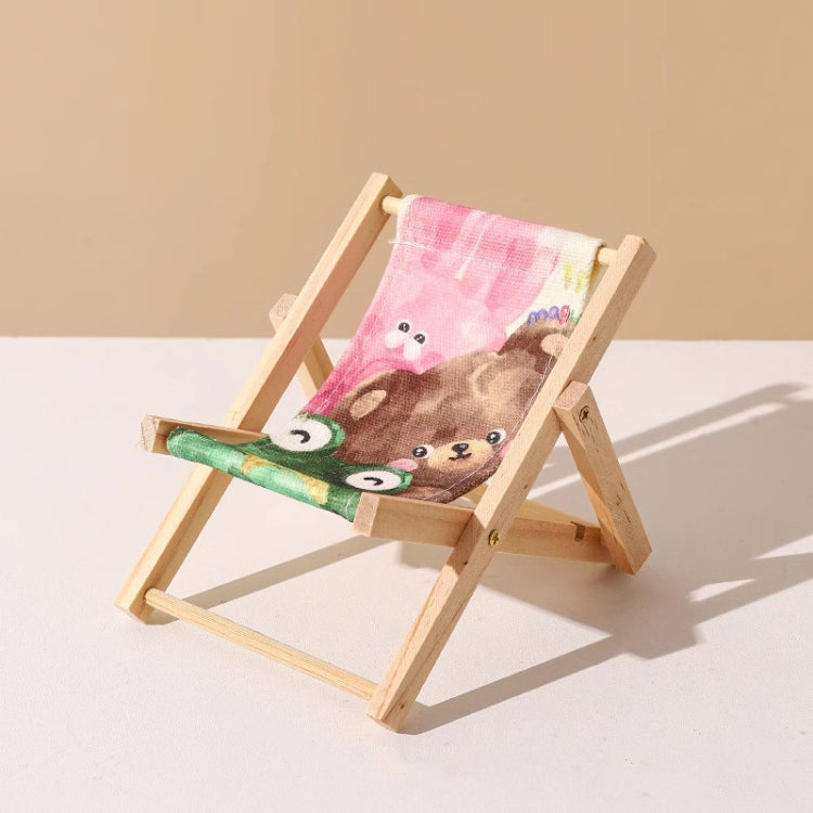 Wooden Craft Mini Desktop Ornament Photography Toys Beach Chair Phone Holder