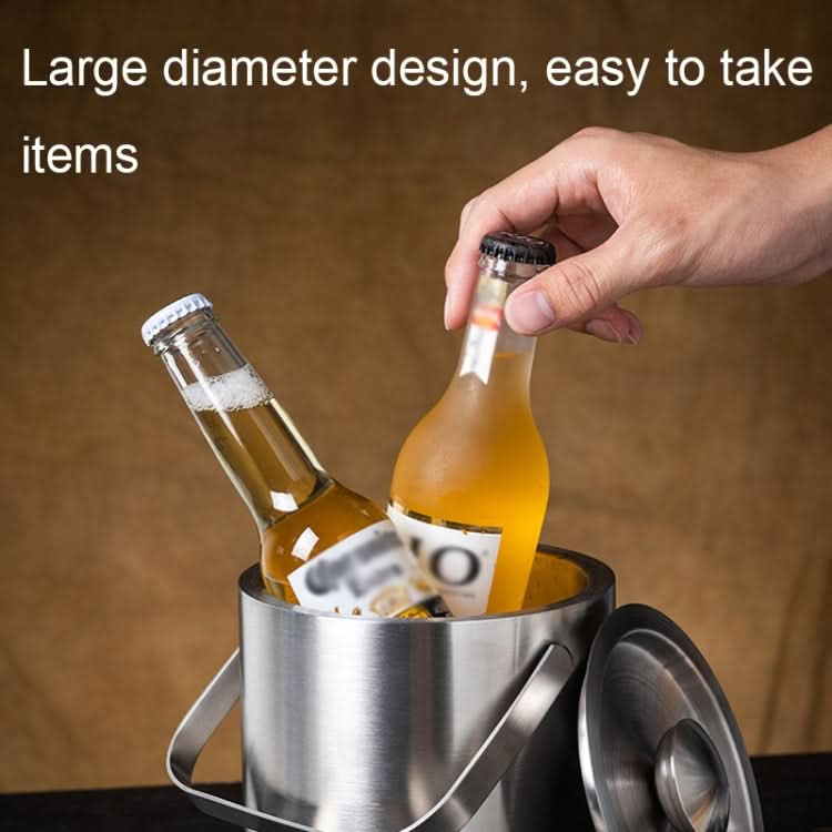 Double-Layer Portable Stainless Steel Ice Bucket Bar Champagne Beer Barrel Reluova