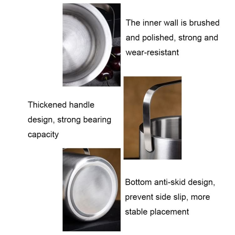 Double-Layer Portable Stainless Steel Ice Bucket Bar Champagne Beer Barrel Reluova