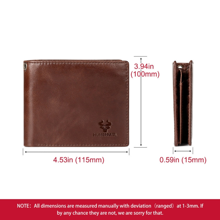 HUMERPAUL RFID Anti-Magnetic Men Pickup Card Bag Metal Chain Short Leather Wallet My Store