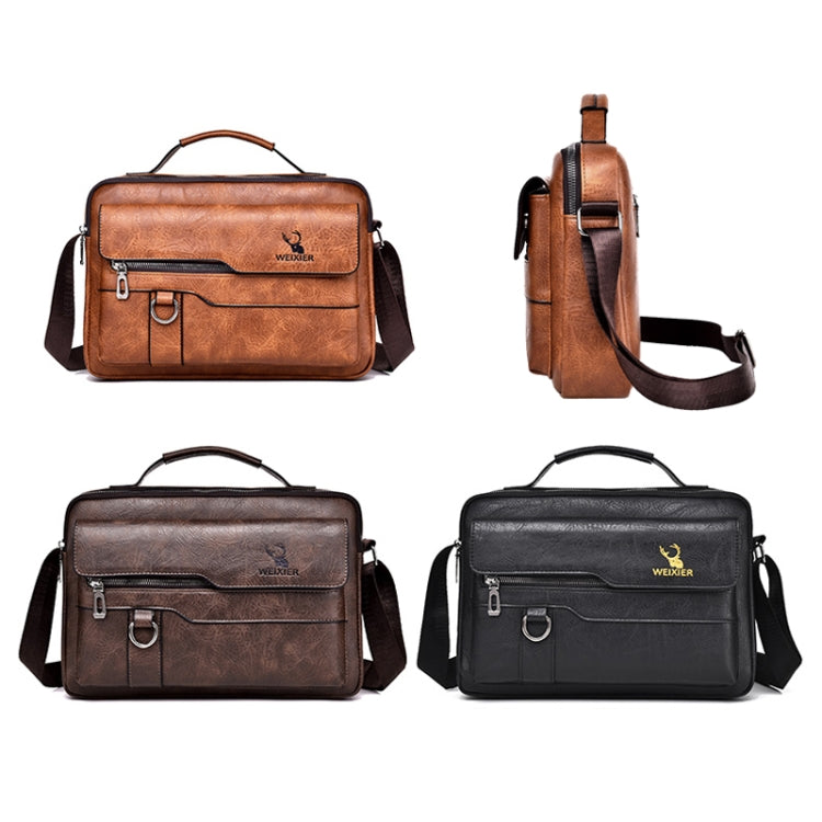 WEIXIER Men Shoulder Bag Retro Leather Laptop Business Casual Bag Reluova