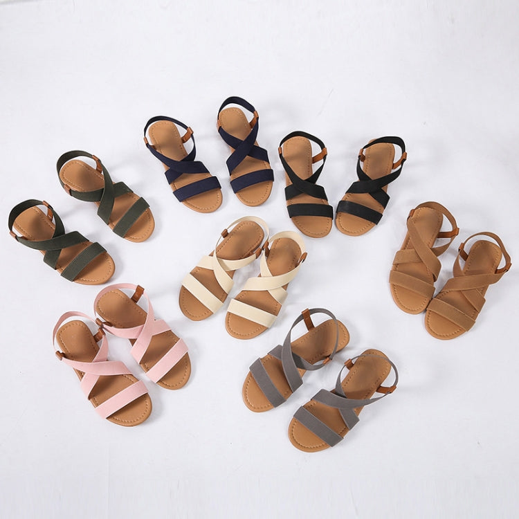 Women Flat Fish Mouth Sandals Elastic Band Roman Sandals My Store