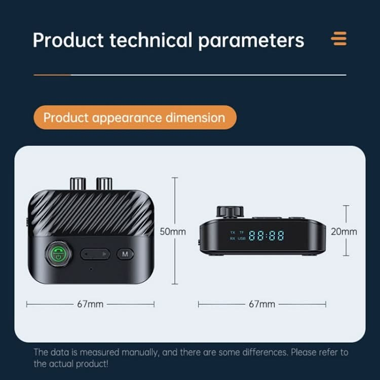 Digital Display Bluetooth 5.3 Audio Receiver Transmitter Support USB /TF Card MP3 Player