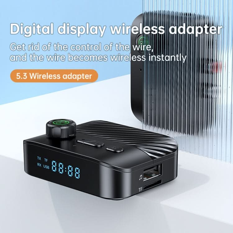 Digital Display Bluetooth 5.3 Audio Receiver Transmitter Support USB /TF Card MP3 Player