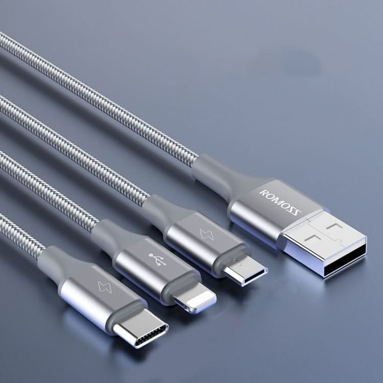 ROMOSS CB25 3 In 1 3.5A  8 Pin + Micro USB + Type C/USB-C Cable