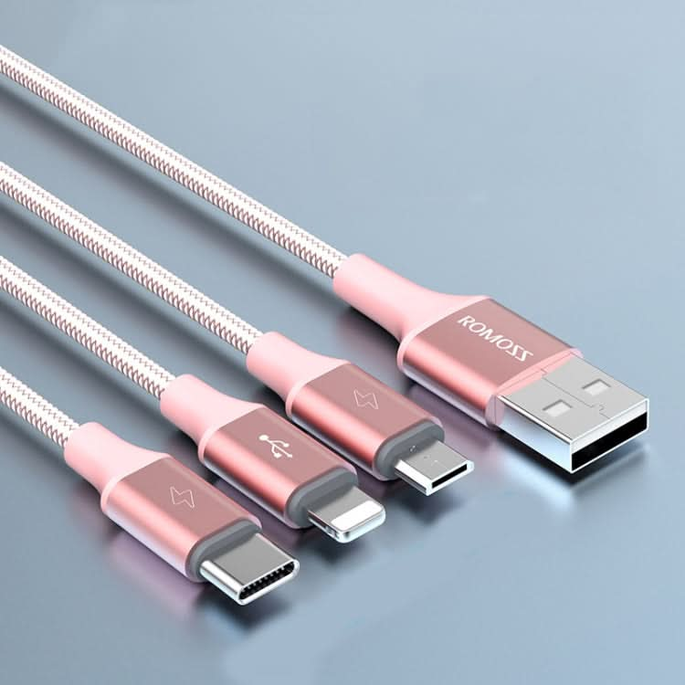 ROMOSS CB25 3 In 1 3.5A  8 Pin + Micro USB + Type C/USB-C Cable