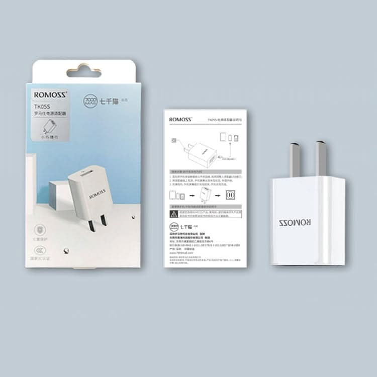 ROMOSS TK05S 5V1A Fast Charging Data Cable Charging Head For Apple, CN Plug