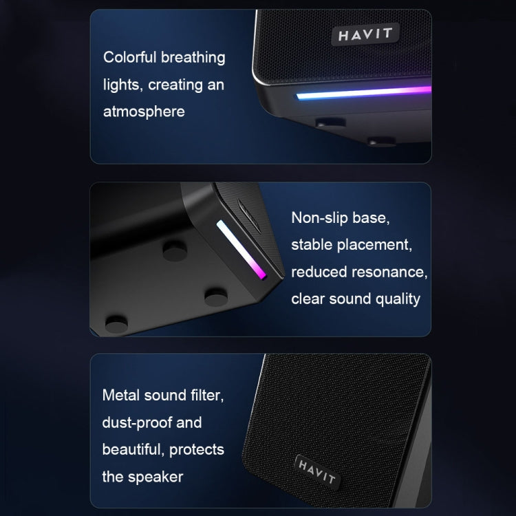 Havit A20 Plus Colorful Ambient Light Wired Computer Audio Stereo Surround Sound Speaker My Store