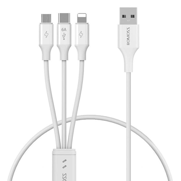 ROMOSS CB251N 66W 8 Pin + USB-C/Type-C + Micro USB 3 In 1 Charging Data Cable