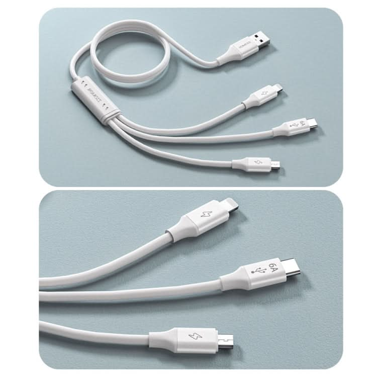 ROMOSS CB251N 66W 8 Pin + USB-C/Type-C + Micro USB 3 In 1 Charging Data Cable