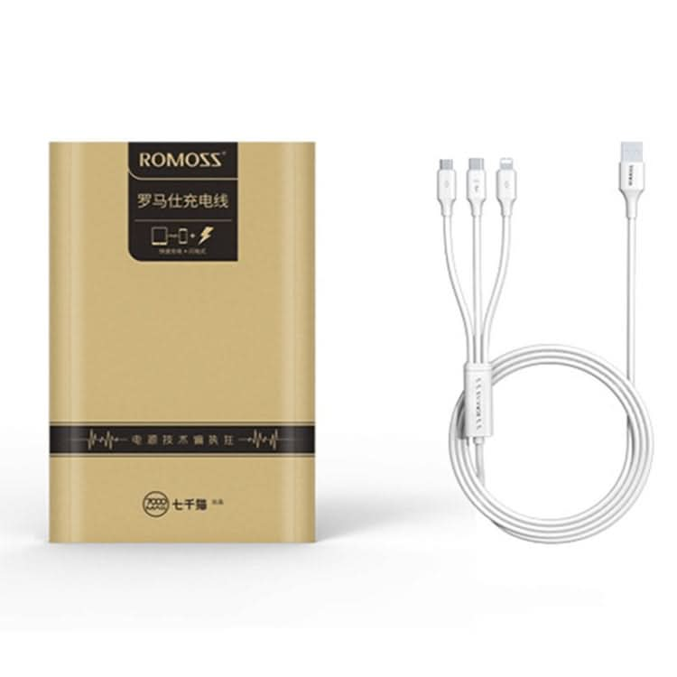 ROMOSS CB251N 66W 8 Pin + USB-C/Type-C + Micro USB 3 In 1 Charging Data Cable