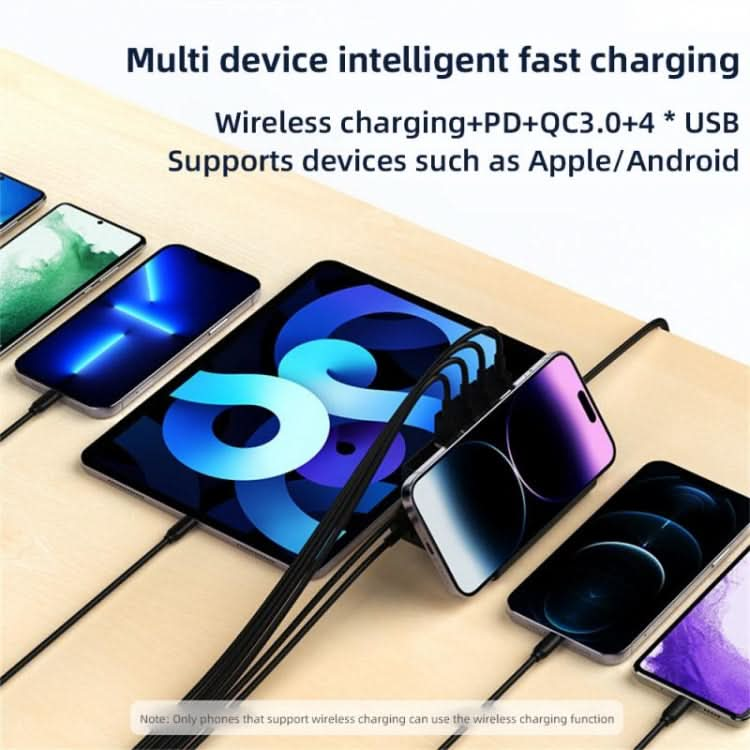 PD 20W +QC 3.0 Wireless Charging+6 Ports Multi-function Charger