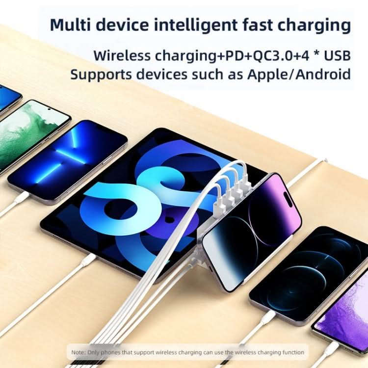 PD 20W +QC 3.0 Wireless Charging+6 Ports Multi-function Charger