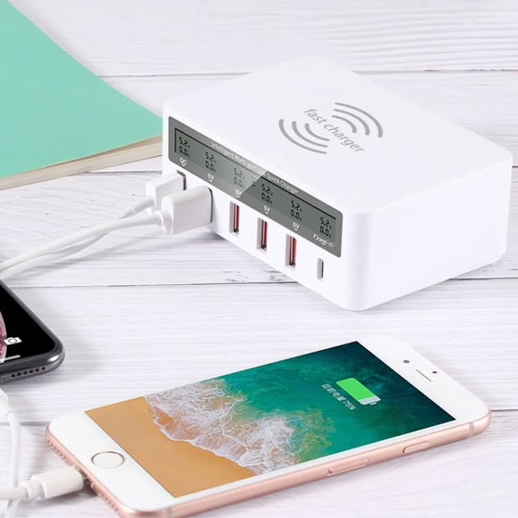 818F 5 USB Ports + Type-C Multifunctional Multi-Port Wireless Charger