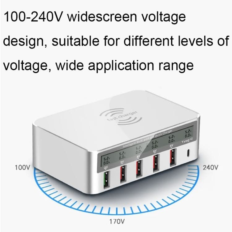 818F 5 USB Ports + Type-C Multifunctional Multi-Port Wireless Charger