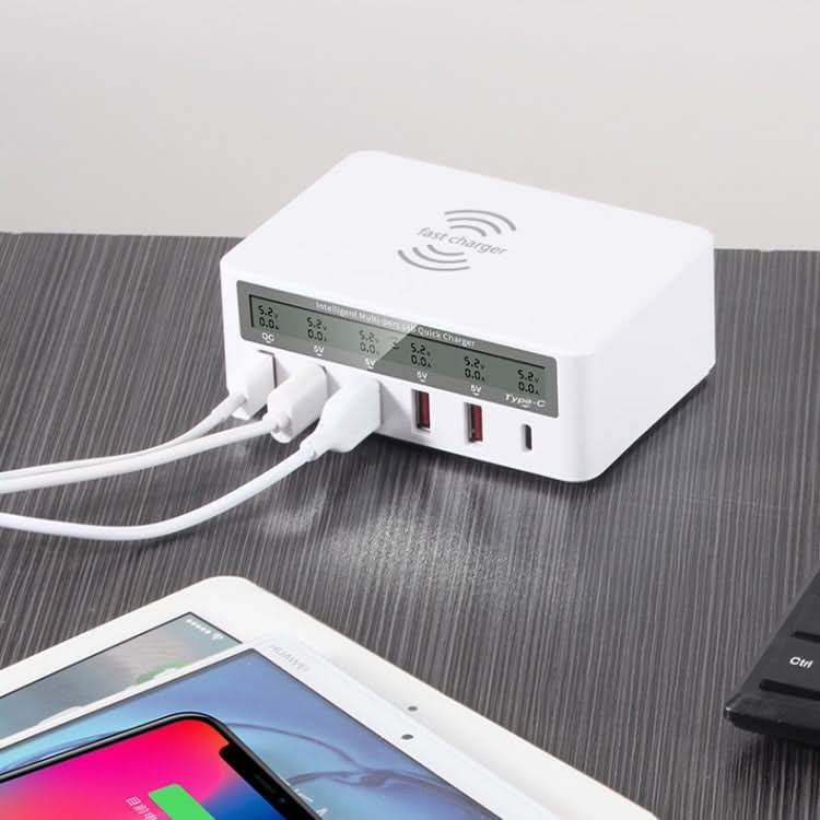 818F 5 USB Ports + Type-C Multifunctional Multi-Port Wireless Charger