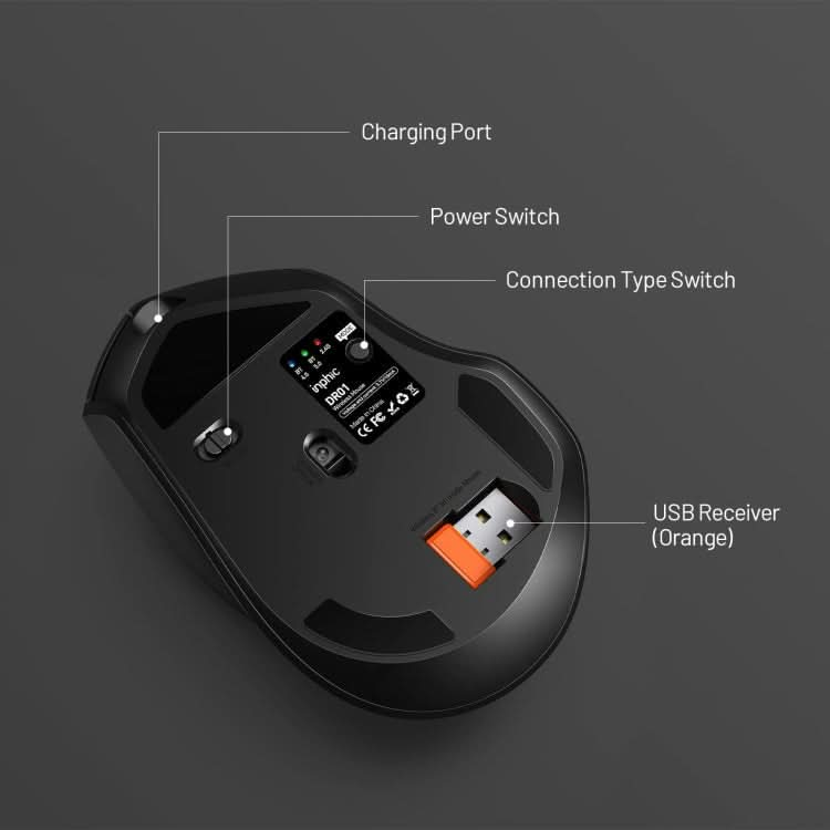 Inphic DR01 Bluetooth 3 Mode Wireless Mouse Charging Quiet Office Game Laptop Computer Home Use My Store