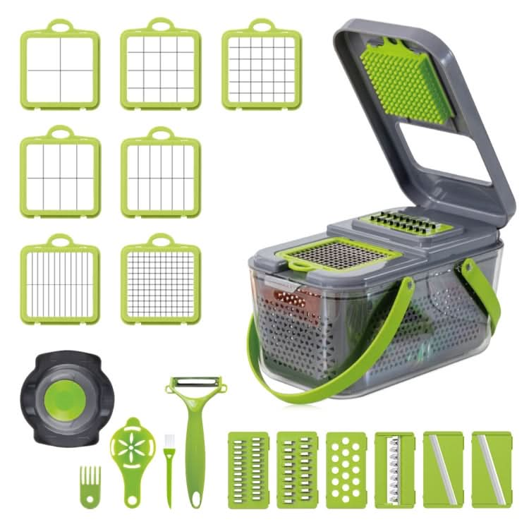 22 in 1 Multifunctional Food Chopper Grater Onion Dicer Veggie Cutter with 13 Stainless Steel Blades-Reluova