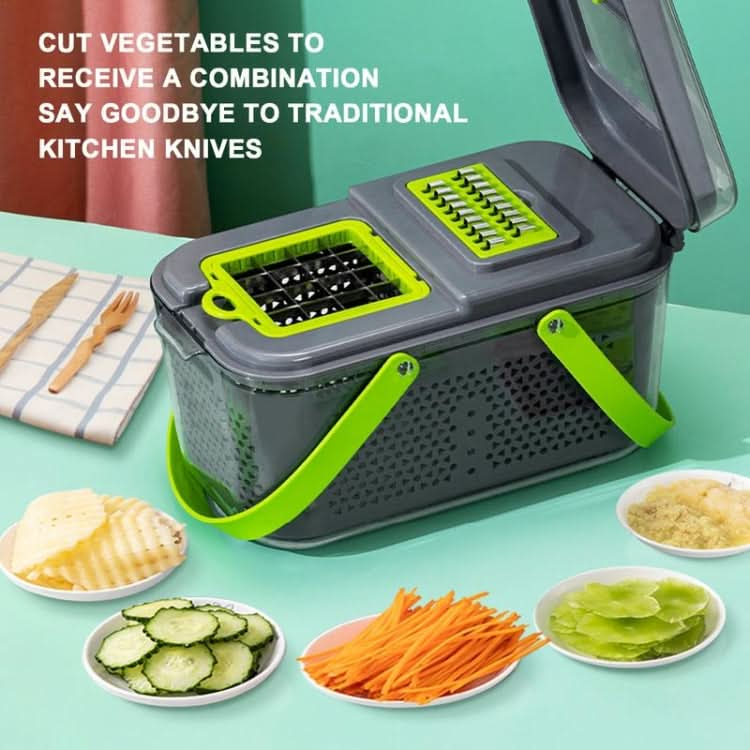 22 in 1 Multifunctional Food Chopper Grater Onion Dicer Veggie Cutter with 13 Stainless Steel Blades-Reluova