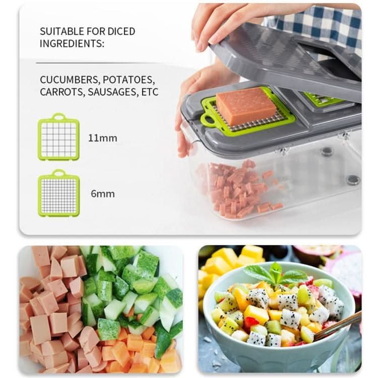 22 in 1 Multifunctional Food Chopper Grater Onion Dicer Veggie Cutter with 13 Stainless Steel Blades-Reluova