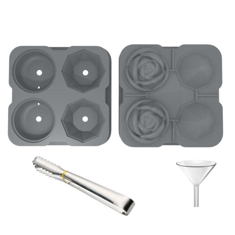 4-Holes Rose Diamond Shape Cocktail Ice Cube Molds Silicone Ice Ball Maker-Reluova