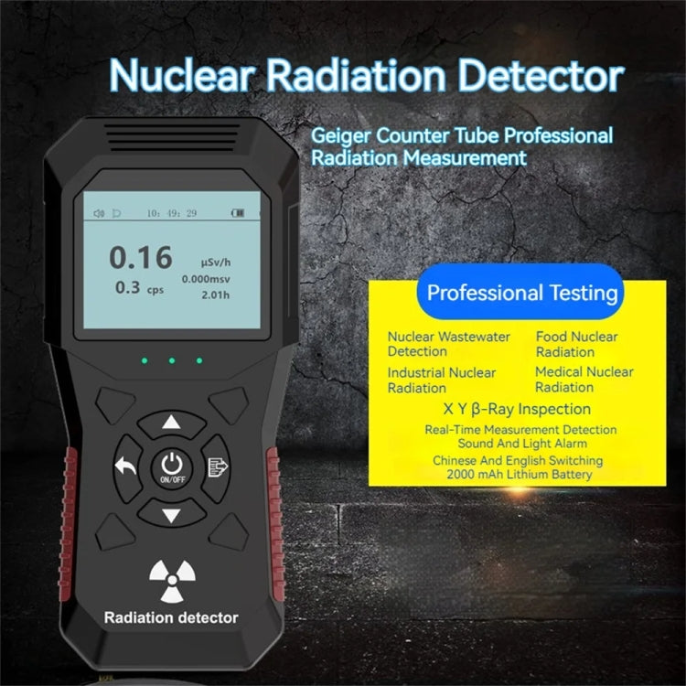 FY803 X-Ray Radiation Meter Alpha Beta Gamma Humidity Nuclear Radiation Detector Rechargeable Real-Time Graph Geiger Reluova