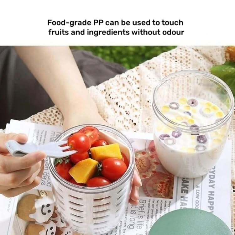 600ml Fruit and Veggie Snack Cup with Lid and Fork Airtight Leak-proof Salad Box(White)-Reluova