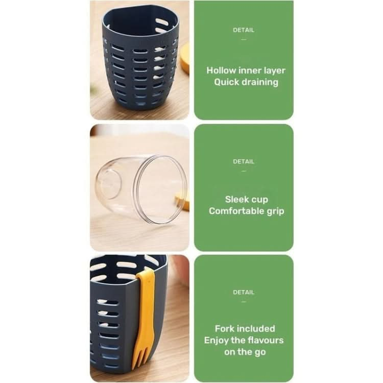 600ml Fruit and Veggie Snack Cup with Lid and Fork Airtight Leak-proof Salad Box(Green)-Reluova