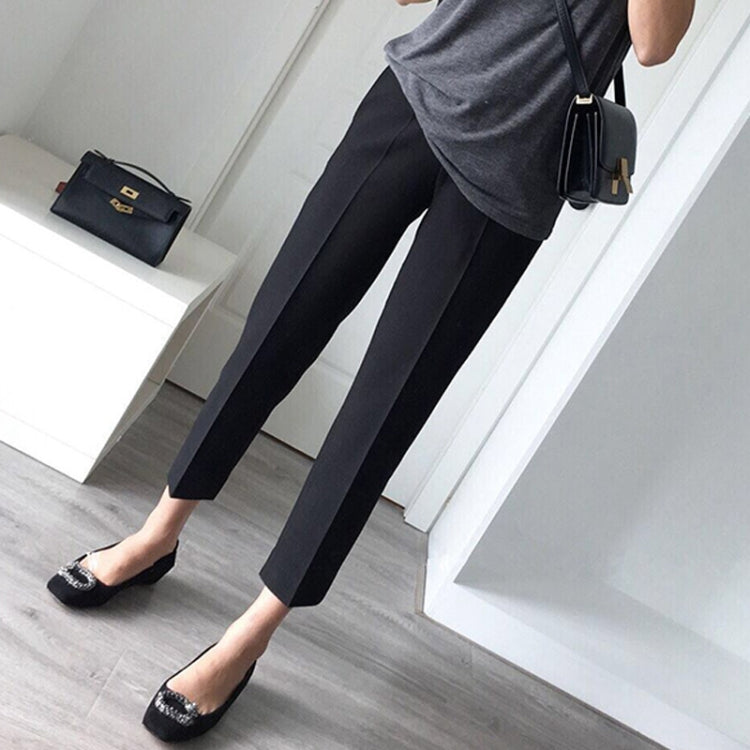 Ladies Straight Suit Pants Casual High Waist Nine Minute Pants