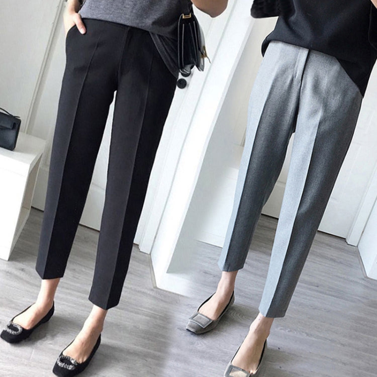 Ladies Straight Suit Pants Casual High Waist Nine Minute Pants