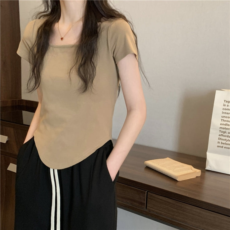 Summer Big U-neck Babes Look Thin Slim Fit Irregular Top