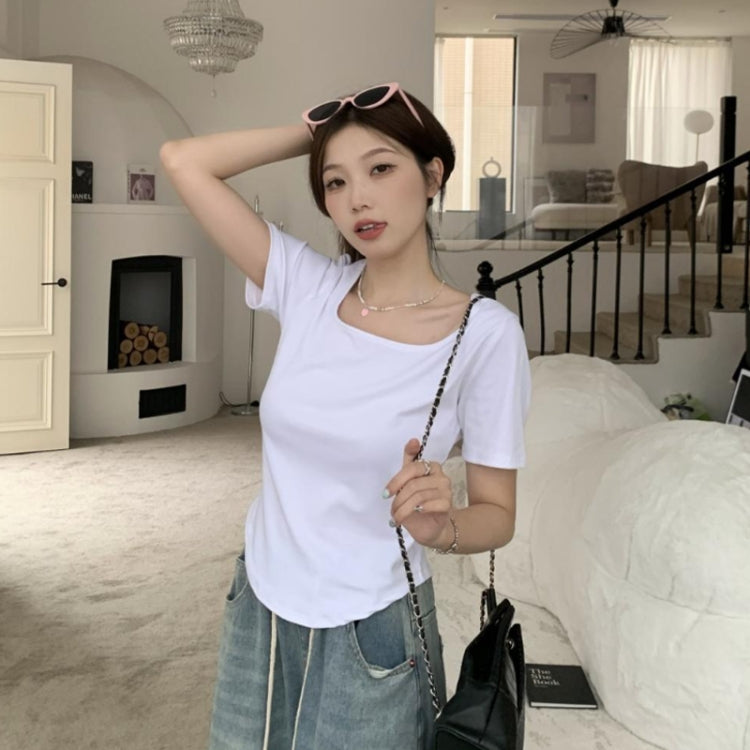 Summer Big U-neck Babes Look Thin Slim Fit Irregular Top My Store