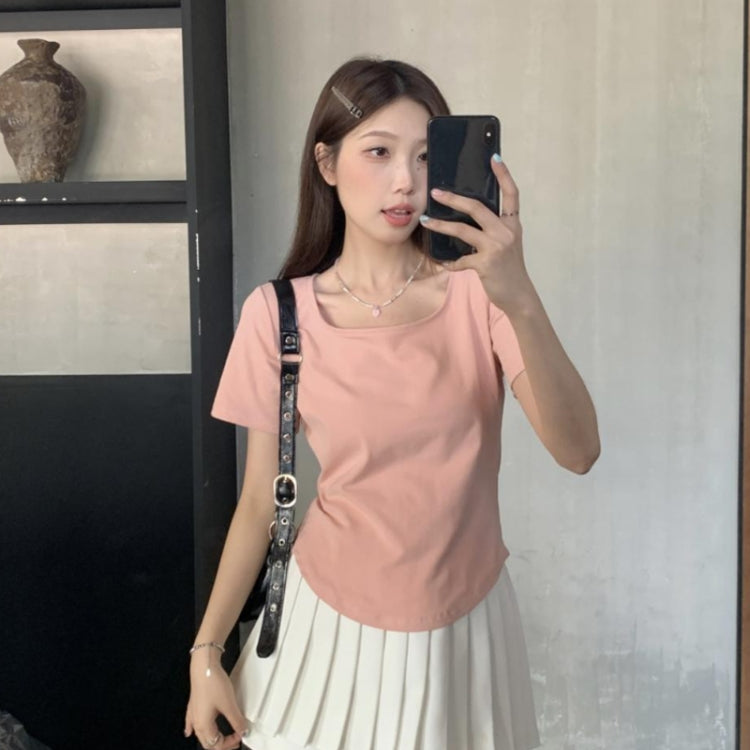 Summer Big U-neck Babes Look Thin Slim Fit Irregular Top My Store