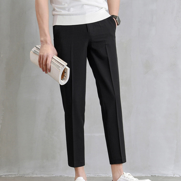 Mens Thin Black Suit Pants Casual Straight Leg Nine Minute Pants My Store