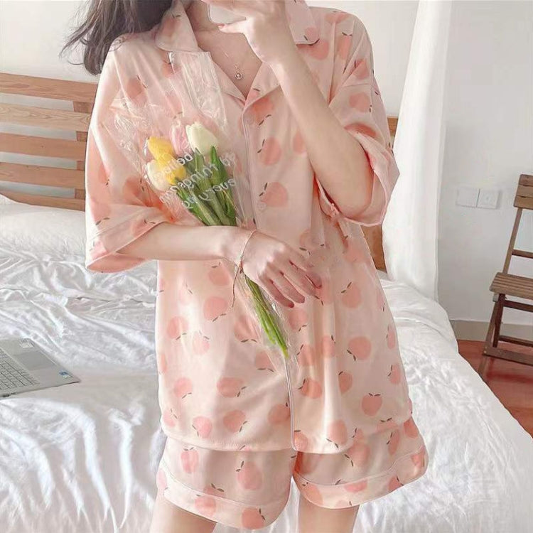 Cartoon Summer Short-sleeved Pajamas Shorts Cardigan Large-size Homewear Two-Piece Suit My Store