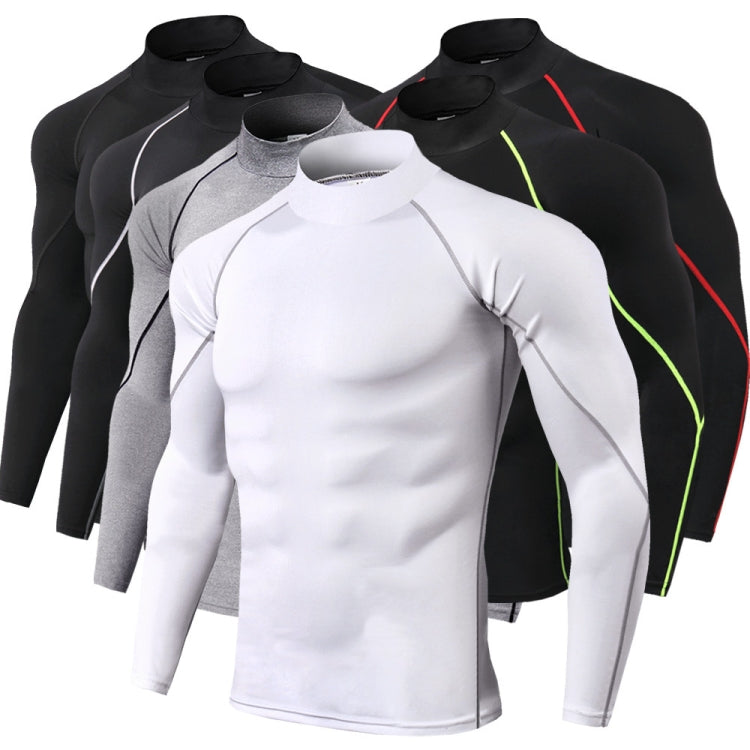 Men High Neck Fitness Long Sleeve Athletic Running T-Shirt Stretch Quick Dry Stand Up Sweatshirt, Series 2