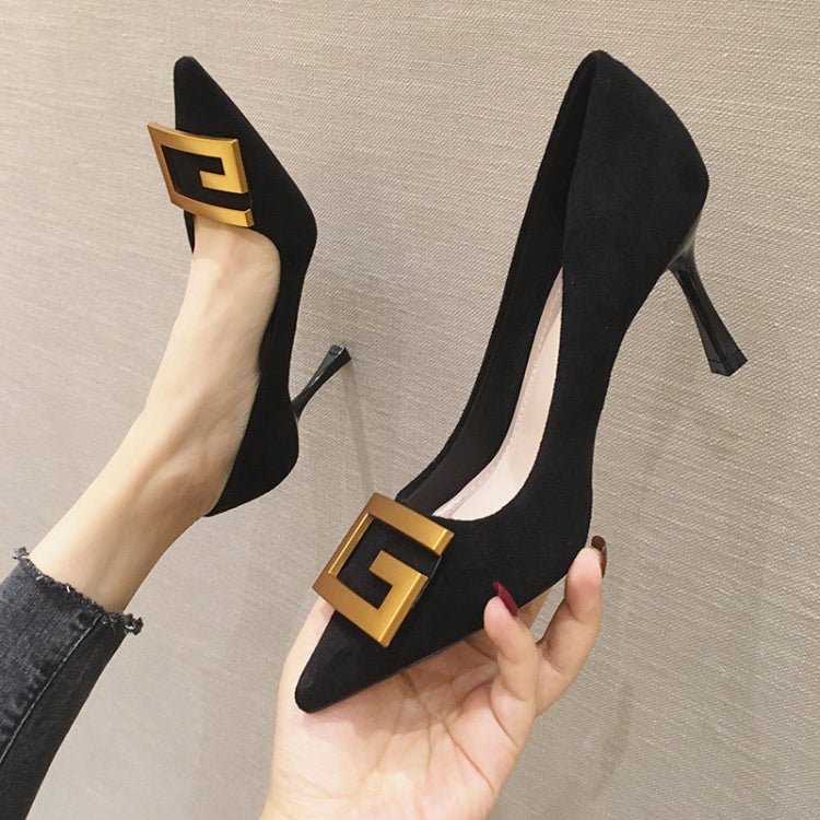 Women Suede High Heels Stiletto Pointed Toe Work Shoes Professional Etiquette Shoes, Series 2