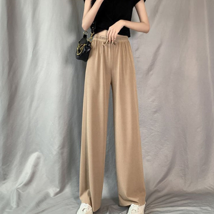 Summer Ice Silk Drooping Wide-Leg Pants High-Waisted Loose Straight Leg Lounge Pants My Store