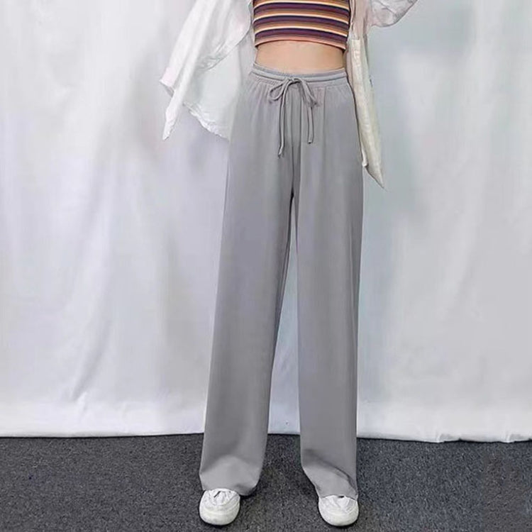 Summer Ice Silk Drooping Wide-Leg Pants High-Waisted Loose Straight Leg Lounge Pants My Store