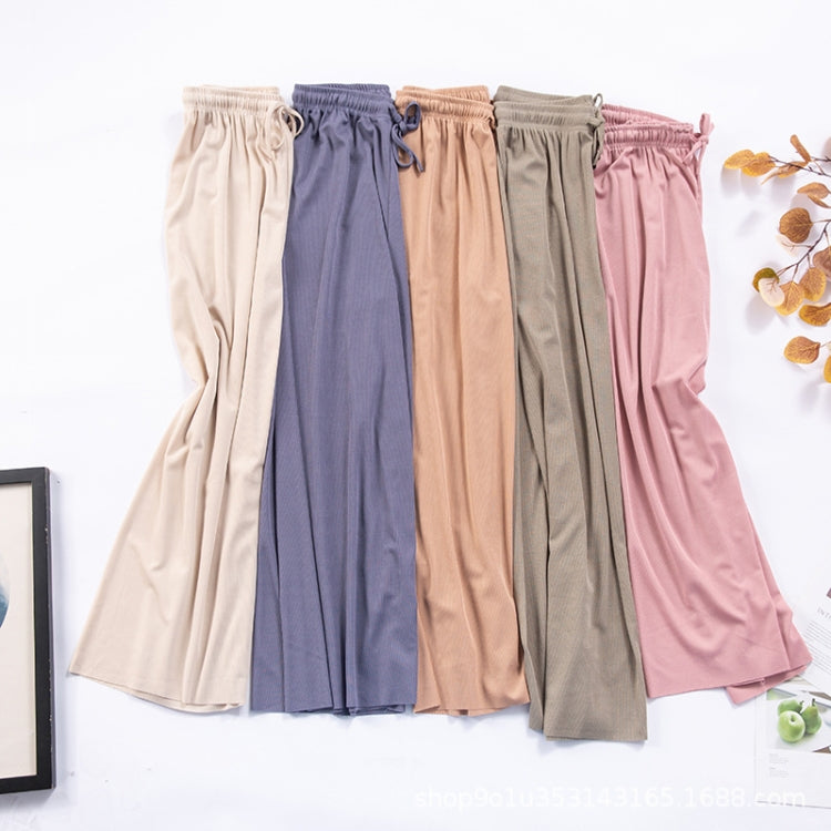 Summer Ice Silk Drooping Wide-Leg Pants High-Waisted Loose Straight Leg Lounge Pants My Store