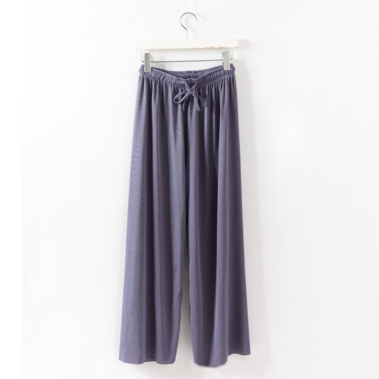 Summer Ice Silk Drooping Wide-Leg Pants High-Waisted Loose Straight Leg Lounge Pants