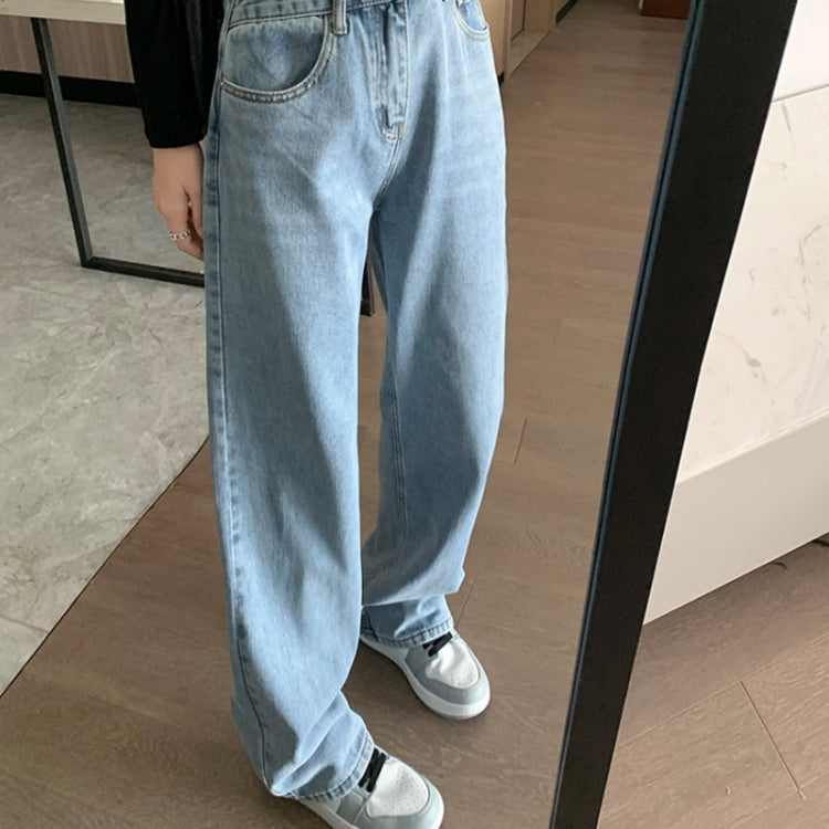 Women Straight Loose Crossover High Waist Wide Leg Jeans My Store